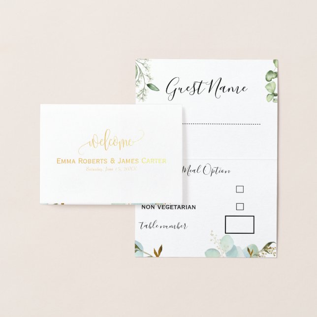 Greenery Wedding Menu Choice Place Cards (Display)
