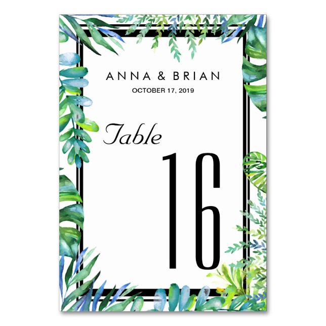 Greenery Wedding Menu+Table Number Card (Front)