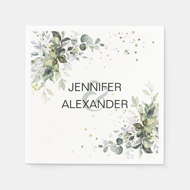 Greenery wedding napkin (Front)