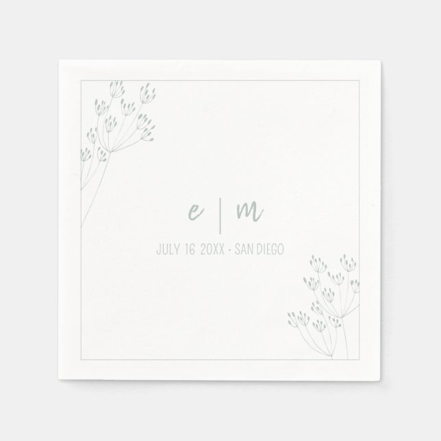 Greenery Wedding Napkin (Front)