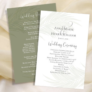Greenery Wedding Program Elegant Palm Leaves