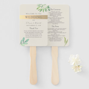 Greenery Wedding Program Hand Fan