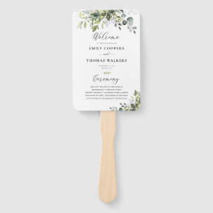 Greenery Wedding Program Hand Fan