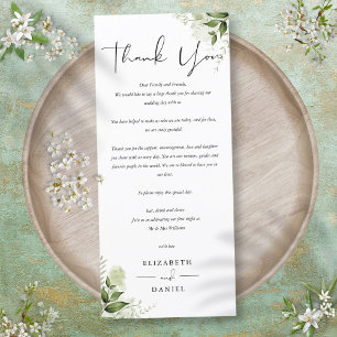 Greenery Wedding Reception Thank You Place Card