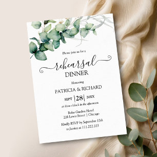 Greenery Wedding Rehearsal Dinner  Invitation