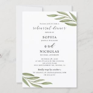 Greenery wedding rehearsal dinner invitation