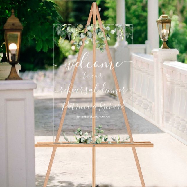 Greenery Wedding Rehearsal Dinner Welcome Sign (Creator Uploaded)