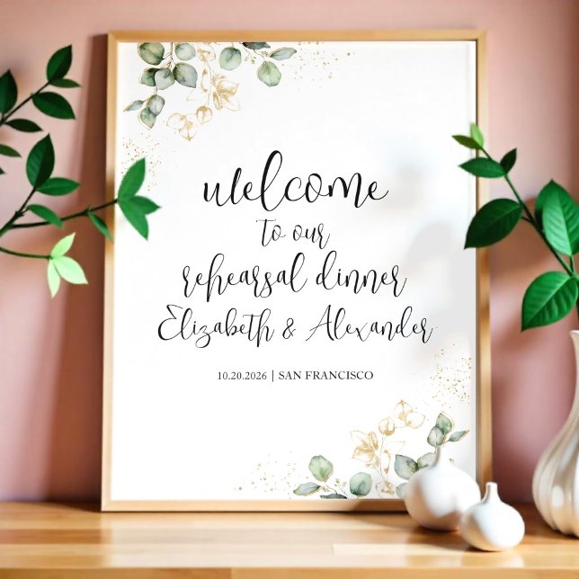 Greenery Wedding Rehearsal Dinner Welcome Sign (Creator Uploaded)