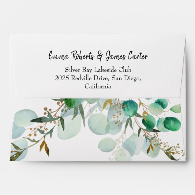 Greenery Wedding Return Address Envelope (Back (Top Flap))