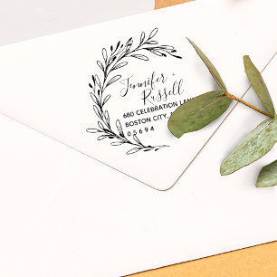 Greenery Wedding Return Address Self-inking Stamp