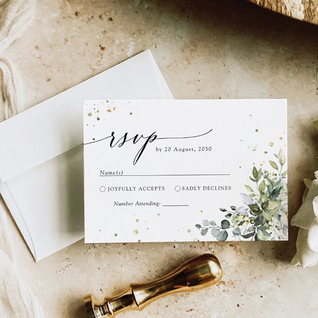Greenery Wedding RSVP Card (Creator Uploaded)