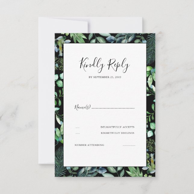 Greenery Wedding RSVP Card (Front)