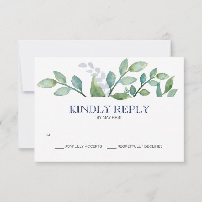 Greenery Wedding RSVP Card (Front)