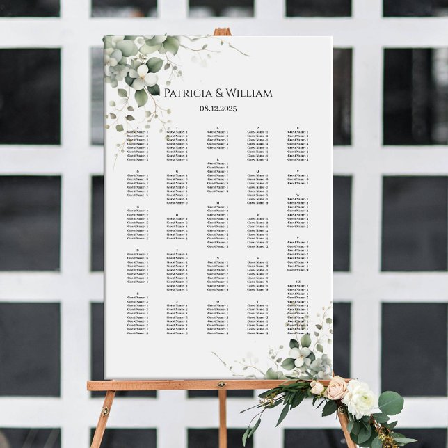 Greenery wedding seating chart alphabetical (Creator Uploaded)