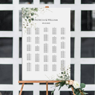 Greenery wedding seating chart alphabetical