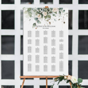 Greenery wedding seating chart alphabetical