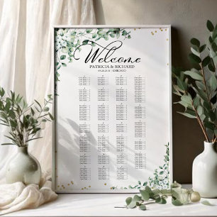 Greenery Wedding Seating Chart Alphabetical Order
