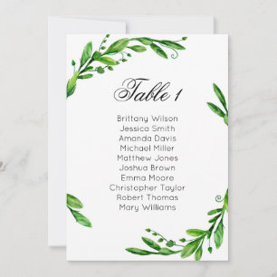 Greenery wedding seating chart. Summer table plan Invitation