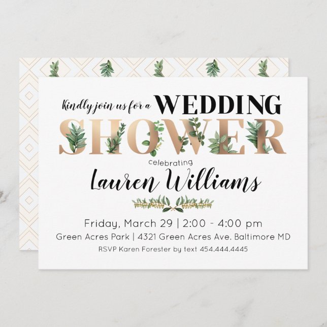 Greenery Wedding Shower Invitation (Front/Back)