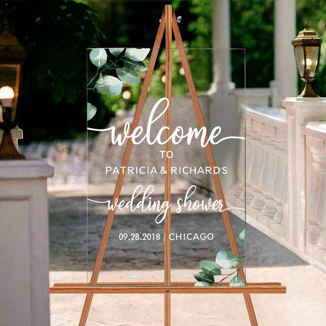 Greenery Wedding Shower Welcome Acrylic Sign (Creator Uploaded)