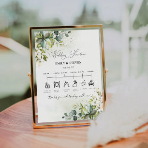 Greenery Wedding Timeline Sign