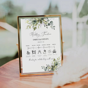 Greenery Wedding Timeline Sign