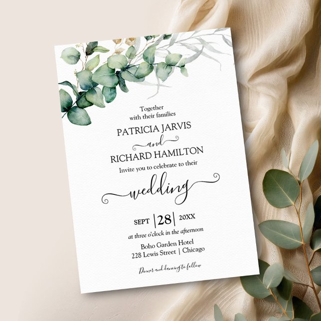 Greenery Wedding Watercolor Eucalyptus Invitation (Creator Uploaded)
