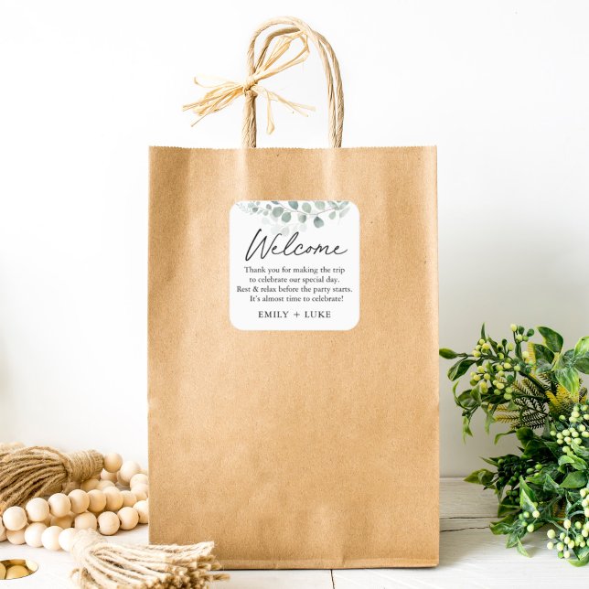 Greenery Wedding Welcome Bag Custom Sticker (Creator Uploaded)