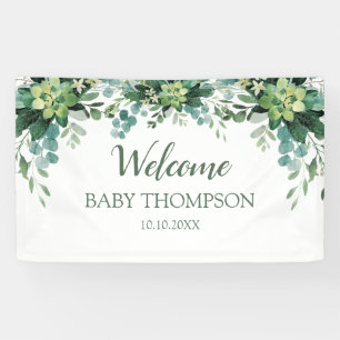 Greenery Welcome baby Banner backdrop