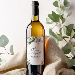 Greenery We're Engaged Engagement Party Wine Label