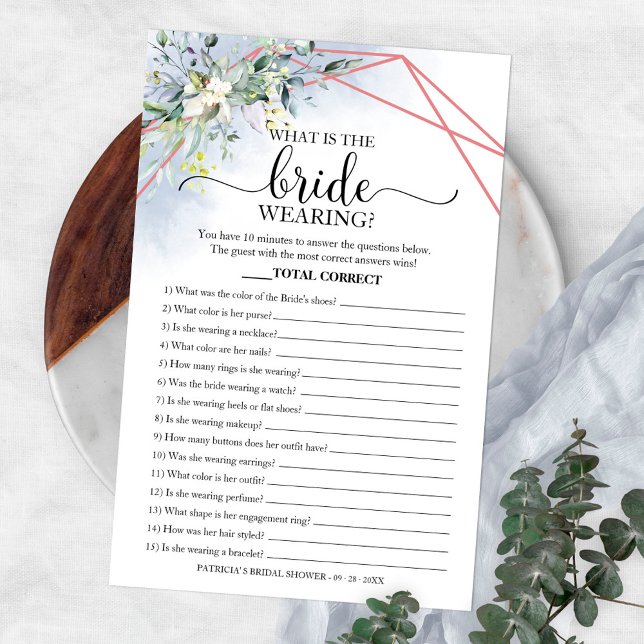 Greenery What Is The Bride Wearing Game Bridal Fly Flyer (Creator Uploaded)