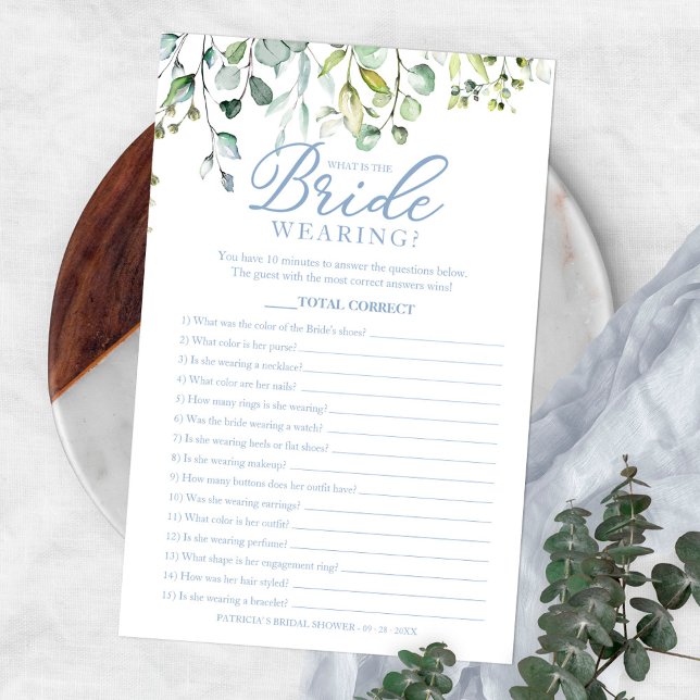 Greenery What Is The Bride Wearing Game Bridal Fly Flyer (Creator Uploaded)