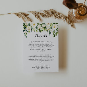 Greenery White Autumn Floral Wedding Details Enclosure Card