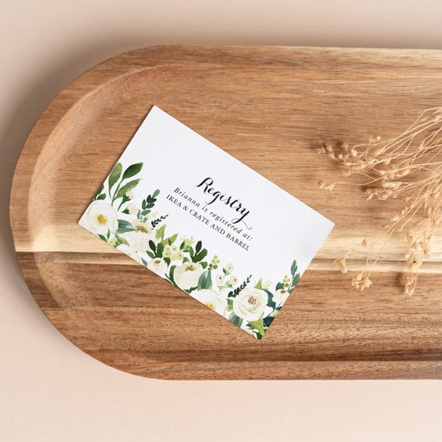 Greenery White Autumn Floral Wedding Gift Registry Enclosure Card (Creator Uploaded)
