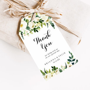 Greenery White Autumn Floral Wedding Thank You Gift Tags