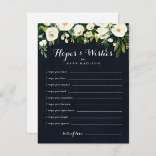 Greenery White Baby Shower Hopes & Wishes Card