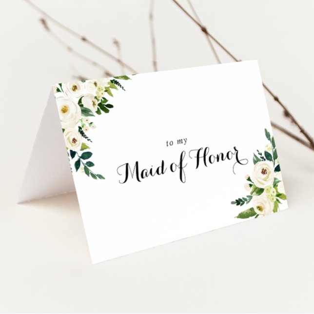 Greenery White Floral Bridal Party Thank You Card (Creator Uploaded)