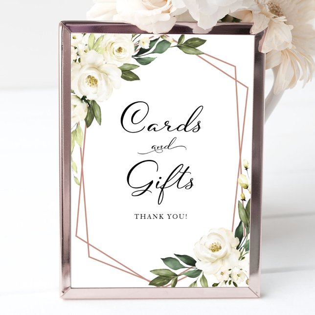 Greenery White Floral Cards And Gifts Sign  (Creator Uploaded)