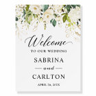 Greenery White Floral Elegant Wedding Sign Foam