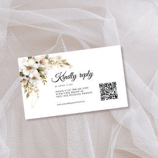 Greenery White Floral QR code Enclosure Card