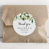 Greenery White Floral Thank You Wedding Favour