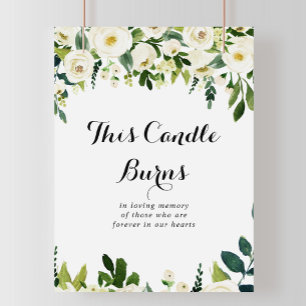Greenery White Floral This Candle Burns Sign