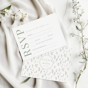 Greenery White Flower Rustic Wedding RSVP Cards