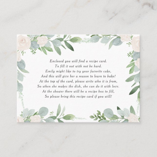 Greenery & White Flowers Recipe Instructions Card (Front)