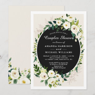 Greenery White Flowers Wedding Couples Shower Invitation
