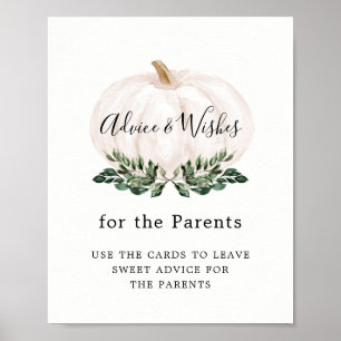 Greenery White Pumpkin Advice and Wishes Sign