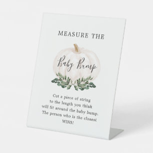 Greenery White Pumpkin Baby Bump Game Sign