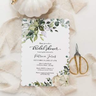 Greenery & White Pumpkin Fall Bridal Shower Invitation