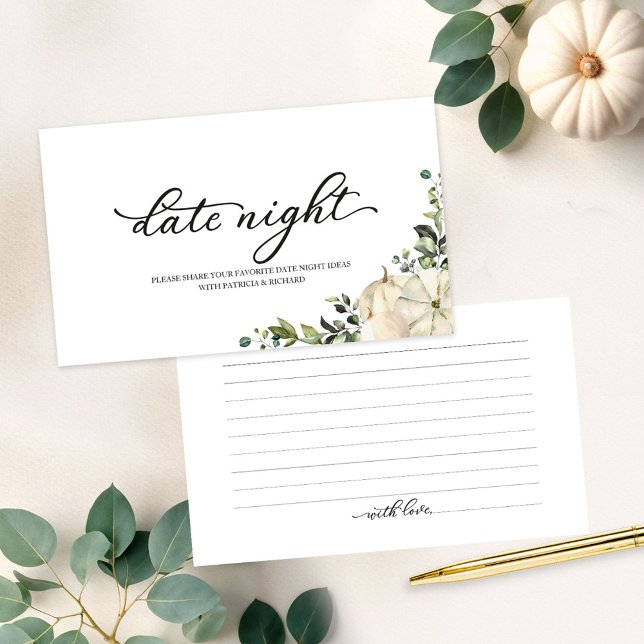 Greenery & White Pumpkin Fall Date Night Card (Creator Uploaded)