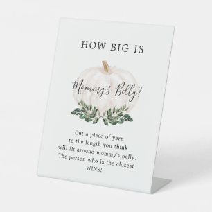 Greenery White Pumpkin How Big Is Mummy's Belly Pedestal Sign